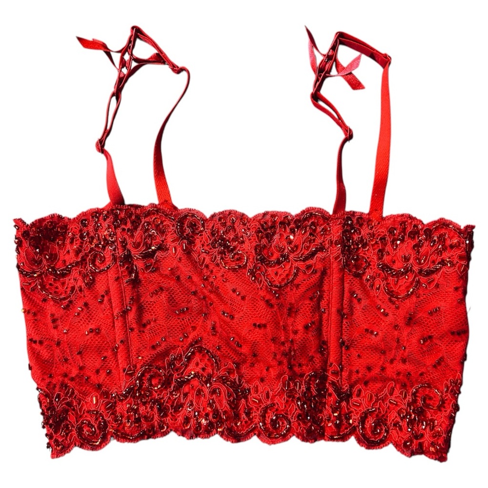 Victoria's Secret Red Lace Corset Bralette size Medium NWT $48